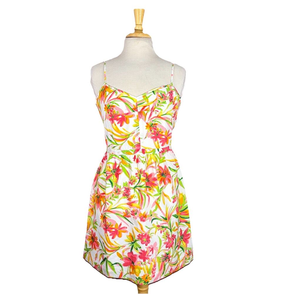 J. Crew Seaside Cami Sun Dress Sz 8 Tropical Floral Sun Dress Spaghetti Strap